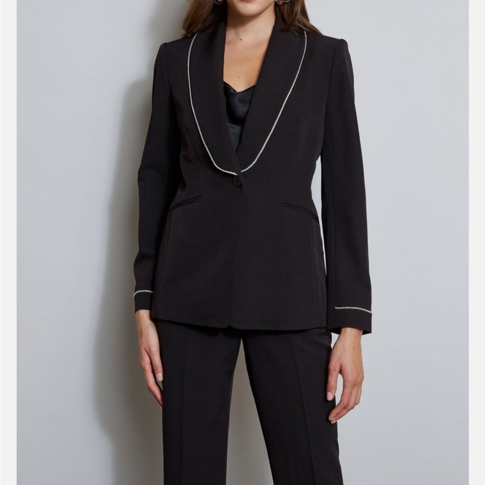 Black Blazer with Diamond Trim by Elie Tahari